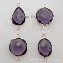 925 Silber Lünette Amethyst Edelstein Steckverbinder